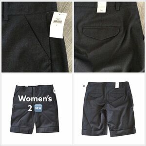 Women's Gap 2 XS Shorts Chino Khakis Bermuda Black Stretch Spandex NWT